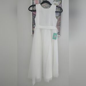 Girls V Open Back Long A Line Dress Size 9Y